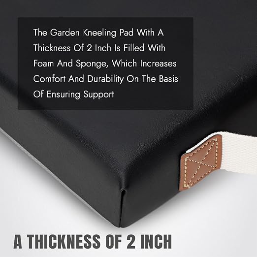HappyPicnic Waterproof Garden Kneeling Pad, 2in Thick, Black, 1 Pack | Soft High-density Foam knee support, with Handle, Easy to Clean, Non-slip, for Gardening, Yoga, Prayer, Housework, Exercise