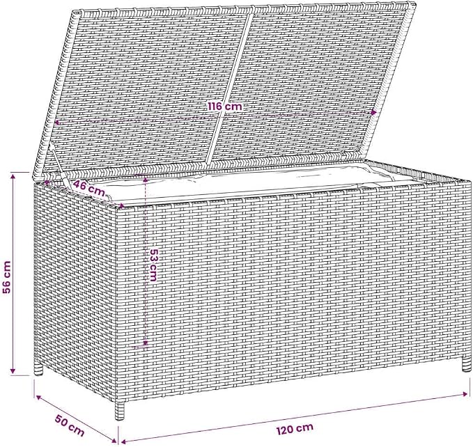 Garden Storage Box with 50.2 Gal Capacity, Beige Poly Rattan Resin Chest for Patio Deck Yard, Weather Resistant Lockable Container with Bag for Cushions and Outdoor Accessories