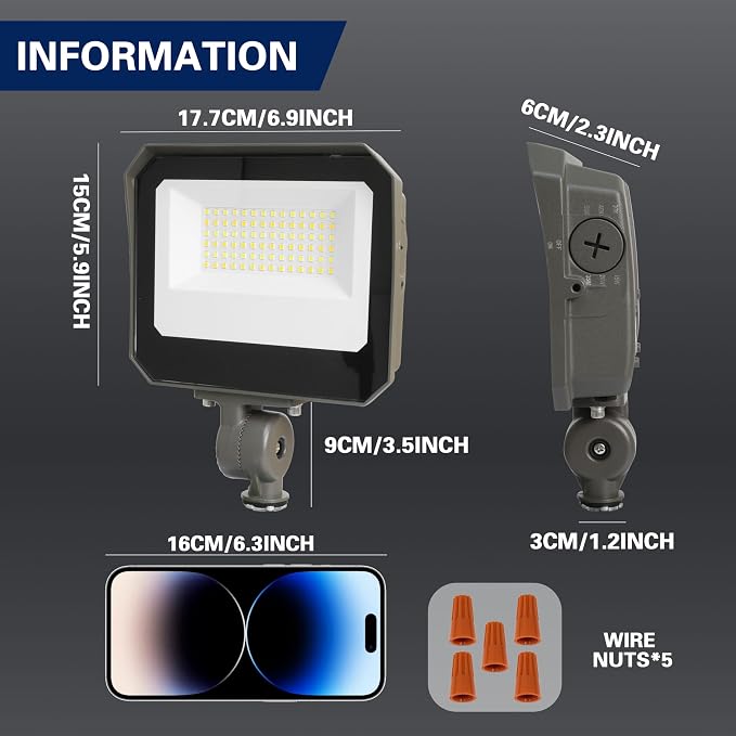 LED Flood Lights Outdoor 15/20/35W and 3000/4000/5000K Adjustable 3900Lm,Dusk-to-Dawn Sensor o Dawn Flood Light for Yard, Garage, Garden,UL Listed,Includes Yoke Mount UL Listed