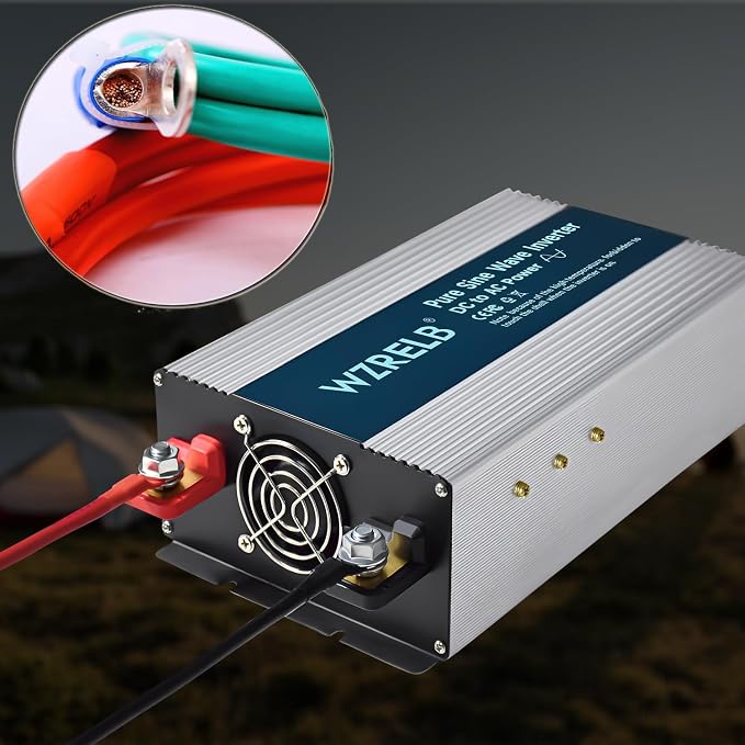 WZRELB 2000W Pure Sine Wave Inverter 24V DC to 110V 120V AC Power Converter with LED Display, Remote Controller, Off-Grid Power Inverter 4000W Surge with 4 AC Outlets,for Home, RV, Truck, Camping