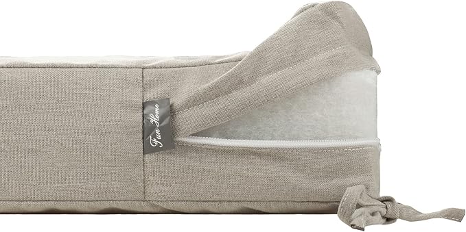 FUNHOME Outdoor Bench Cushion Cover 45 x18 x 3 inch,Water Resistant Cover with Zipper&Ties,Fade-Resistant Slipcover,Patio Porch Swing Cushion Cover Replacement Only,No Insert(Light Brown)