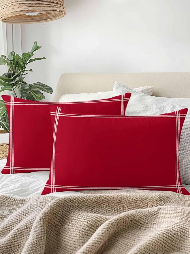 Vandarllin Waterproof Outdoor Pillow 1 Pack Red Decorative Throw Pillows Cover & Insert 20x12 Inch Lumbar Pillowcase Solid Color Pillows for Couch Sofa Bed Patio Furniture Indoor Outdoor
