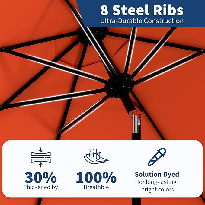 Garvee 9FT Patio Umbrella - Outdoor Table Umbrella with Smooth Crank Lift, Push Button Tilt and 8 Sturdy Ribs - Market Umbrella UV Protection Waterproof for Pool, Deck, Yard, Garden