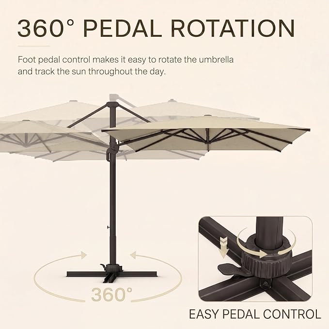 Kingdura 10x10 FT Cantilever Patio Umbrella with Base Included, Large Square Offset Outdoor Pool Umbrella, 360° Rotation & Infinite Tilt, Heavy Duty Aluminum Frame for Deck Backyard, Beige