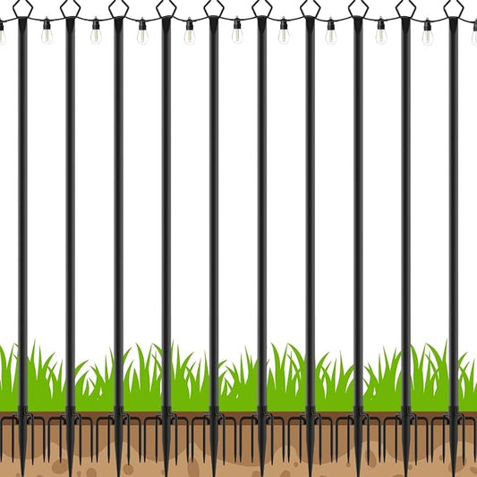 LETIANPAI 10 Pack String Light Poles,10 Ft Metal Poles with Fork for Outdoor String Lights,Outdoor Light Poles with Fork,Poles/Post/Stand for Outside