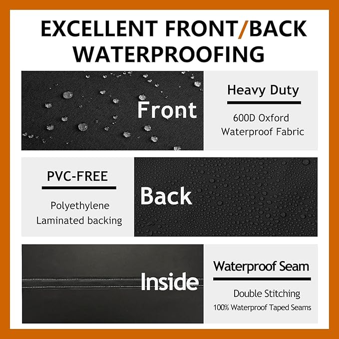 Heavy Duty Outdoor Sectional Sofa Cover, 120"X90" L-Shaped Waterproof 600D Patio Furniture Covers, Lawn Patio Couch Cover (Midnight Black, L-Shaped-Right Facing-120x90)