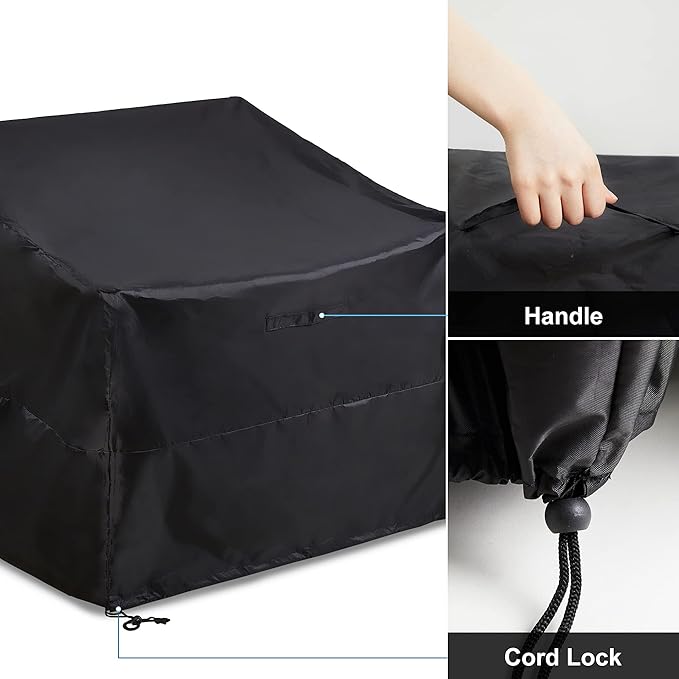 ALSTER Outdoor Chair Covers 2 Pack, Patio Chair Covers(29" L x 30" W x 36" H), Durable and Waterproof Black Furniture Covers for Lounge Deep Seat, Rain Snow Dust Wind-Proof