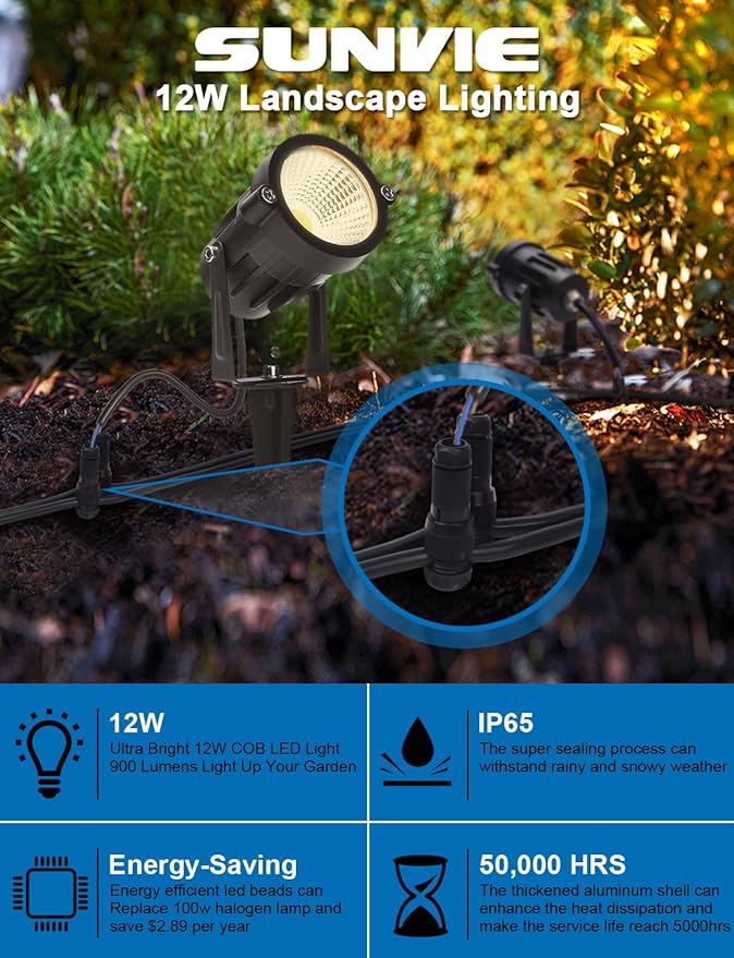 SUNVIE Low Voltage Wire Connector Waterproof Landscape Lighting Connectors 12-14 Gauge Wire Connectors, Low Voltage Landscape Wire Connectors for Path Light Spot Light and Other Outdoor Light, 36Pack