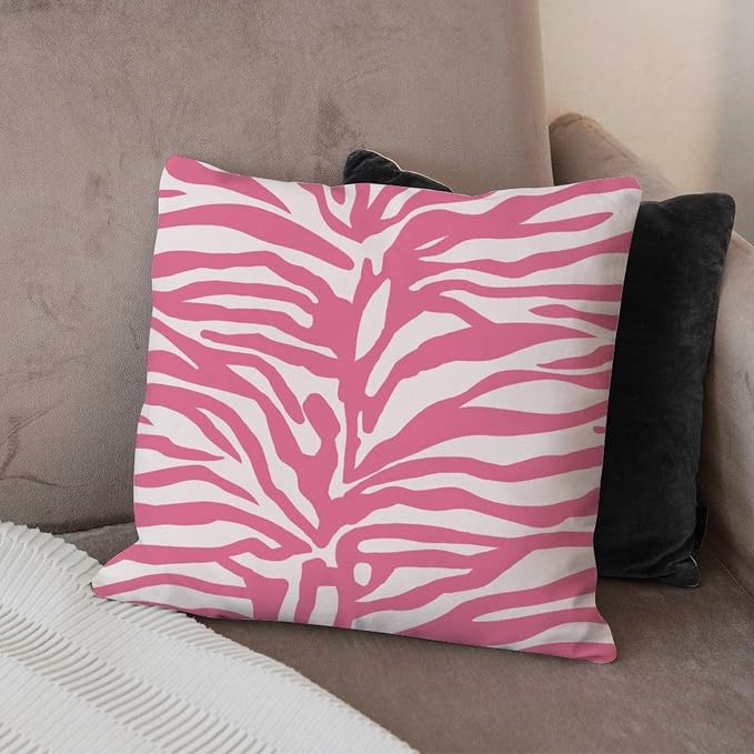 Throw Pillow Covers Tiger Print Pink Light Pink Pillow Covers Retro Animal Tiger Print Pillow Cover Accent Farmhouse Decor Pillow for Sofa Bed Chair Car 24x24 in