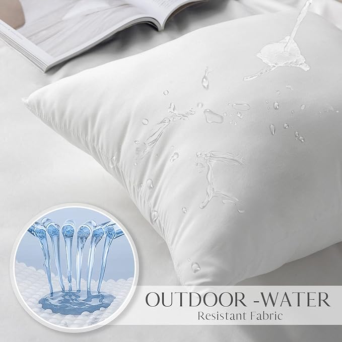Ashler 20 x 20 Outdoor Pillows, Waterproof Inserts Set of 4 Water Resistant | Throw Pillow Inserts, Hypoallergenic Pillows, For Patio, Bench, Garden, Indoor Outdoor Summer Decorative