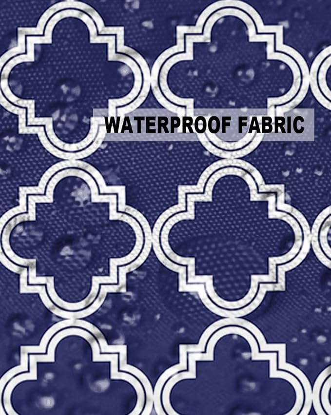 Outdoor Waterproof Pillow Covers for Patio Moroccan Pattern Decorative Throw Pillow Cover Geometric Trellis Navy Blue Pillowcases Set of 2 Cushion Case for Sofa Couch Chair Home Decor 20x12 inch