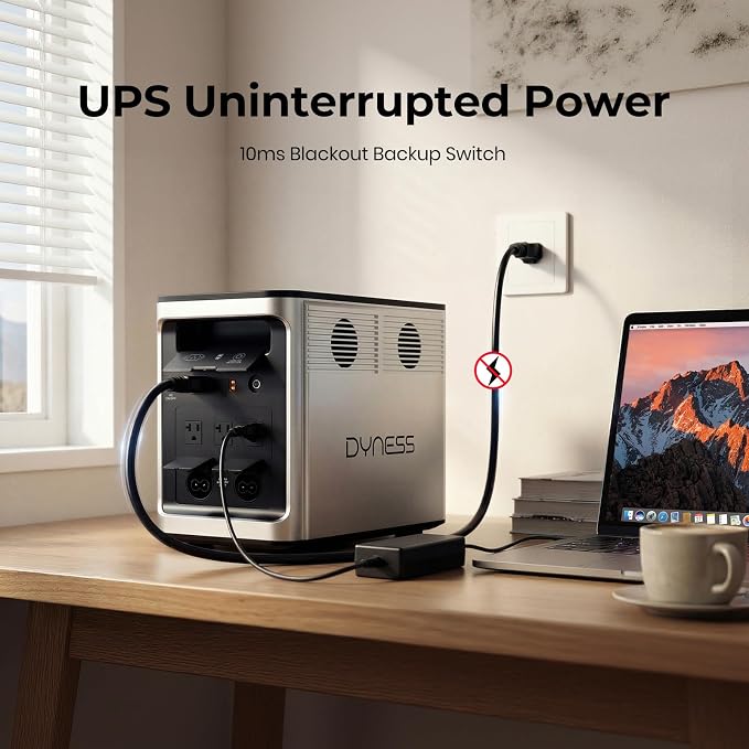DYNESS 1536Wh Solar Generator with 100W Foldable Solar Panel, LiFePO4 Battery Backup 1800W AC (3600W Surge) Portable Power Station, Fast Charging for Home Backup, Camping, RV & Power Outage