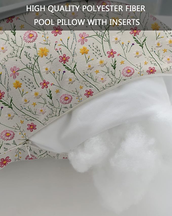 Outdoor Pillows Covers with Inserts Flowers Pink White Floral Pattern Waterproof Recliner Pillow with Adjustable Strap Throw Pillows for Patio Furniture Pool Lounge Chair, 12x20 inch, 1PCS