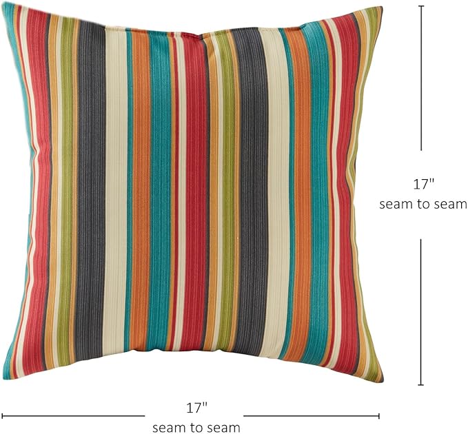 Greendale Home Fashions Outdoor 17-inch Square Decorative Throw Pillow, 2-Pack, Adobe Stripe