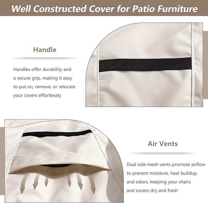 Outdoor Chair Covers Heavy Duty Waterproof Patio Furniture Covers, 33" W x 35" D x 36" H Outdoor Furniture Cover 2 Pack (Beige & Brown)