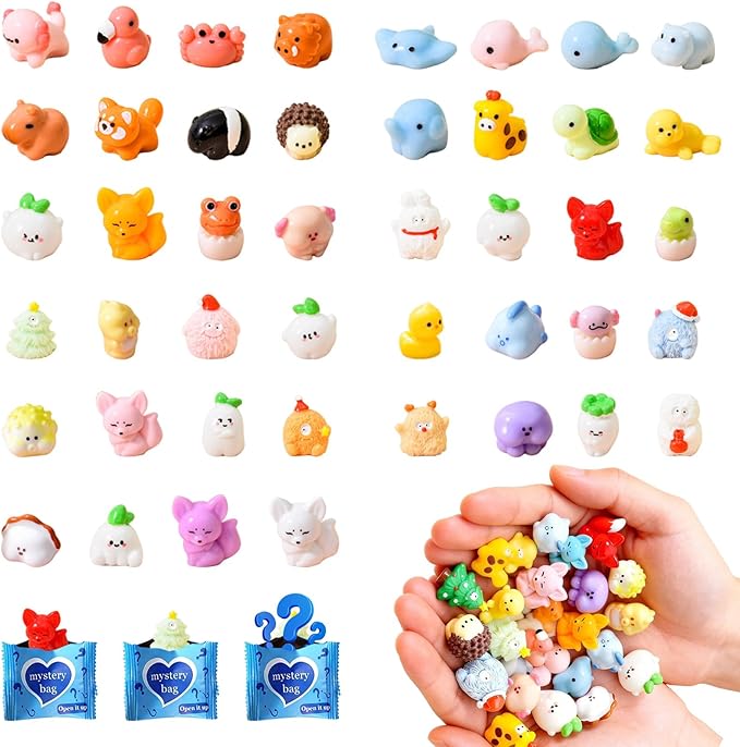 Mini Glow In The Dark Animal Resin Models, Resin Animals Mystery Bags, Individually Wrapped Blind Bags Tiny Animal Figurines, Collectible Mini Animals For Fairy Garden, DIY Crafts (100, B-Animal)
