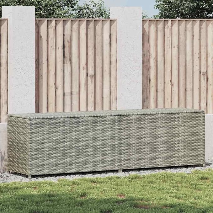 Extra Large Outdoor Storage Deck Box, 78.7 Inch Weather-Resistant Poly Rattan Garden Container for Patio, Backyard, Poolside, and Garage, Grey