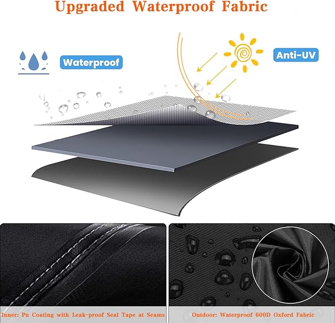 Patio Sofa Cover Waterproof, Outdoor Table Sofa Covers Rectangular, Heavy Duty Outside Weatherproof Sectional Set Covers for Protection 84" L x 44" W x 28" H Black