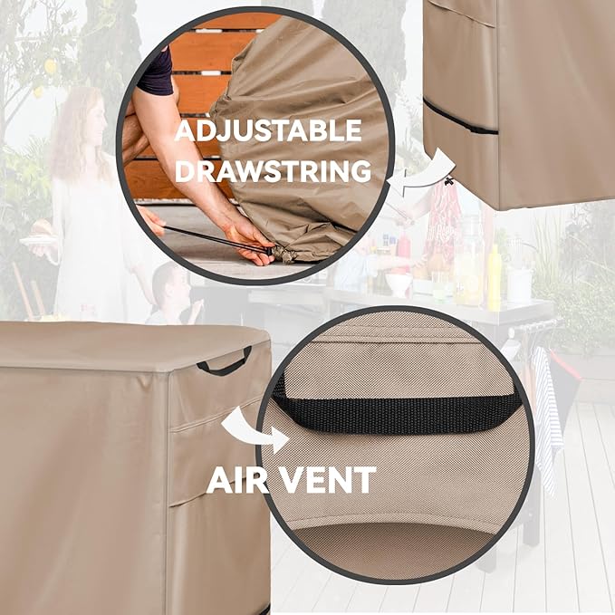 Outdoor Prep Table Cover - Heavy Duty Waterproof Cover for Outdoor Small Portable Table, Compatible with 36 inch Outdoor Utility Cart and Storage Cabinet,Khaki