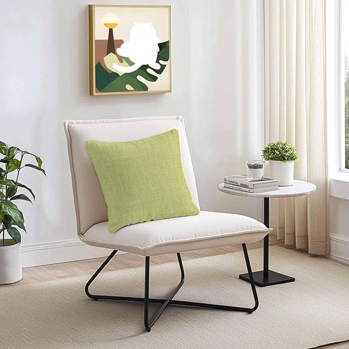 Vandarllin Outdoor Throw Pillows Covers 26x26 inch Set of 2 Waterproof Fruit Green Linen Decorative Zippered Cushion Covers for Patio Furniture, Farmhouse Pure Color Lumbar Pillowcases