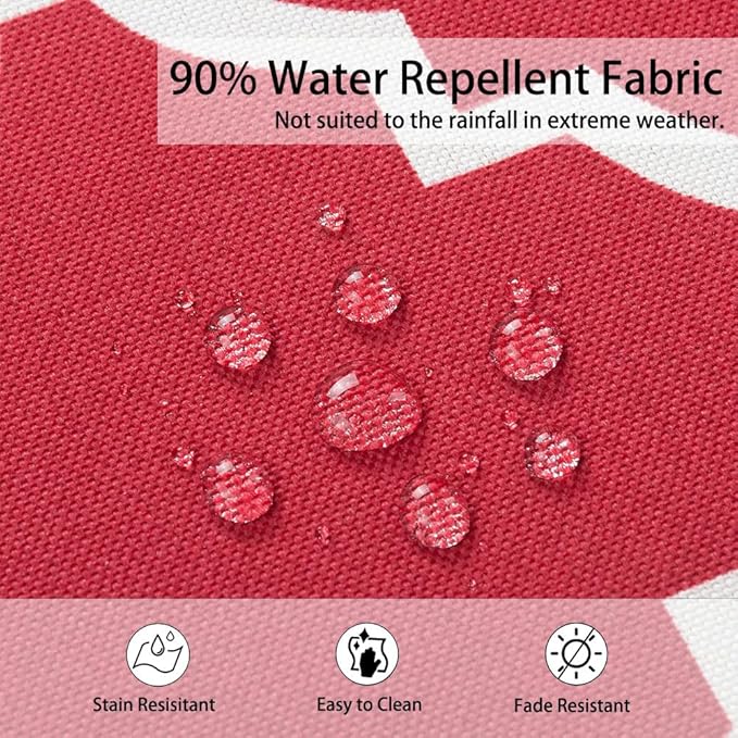 Magpie Fabrics Indoor Outdoor Cushion Cover Replacement 2 Pack, NO INSERT! Water Repellent Slipcover with Ties Christmas Decor for Patio Garden Chair Seat Sofa Bench Wicker(Geometry Red, 20x18x4 Inch)