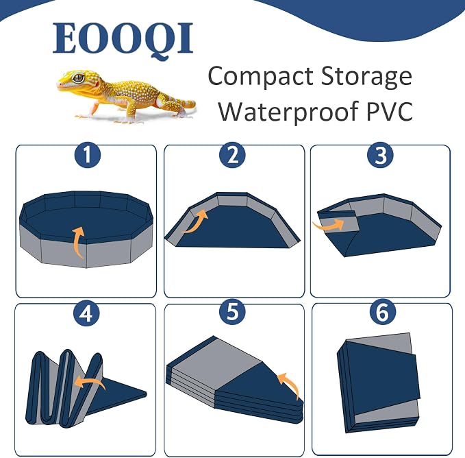 Eooqi Foldable Bearded Dragon Bathtub, Collapsible Reptile Bath Pool & Small Pet Water Tub, Portable Hard-Side Reptile Swimming Pool for Bearded Dragons, Hedgehogs and Hamsters (Gray, 19 x 3.5 in)