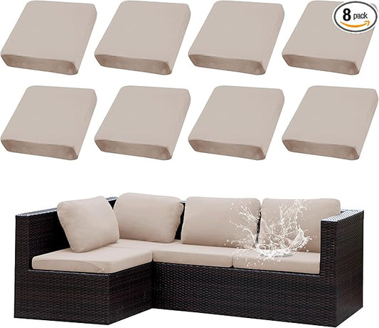 Outdoor Cushion Covers Set,8PCS Patio Furniture Couch Seat Slipcovers, Replacement for Sofa Sectional Chair(Cover，Only)