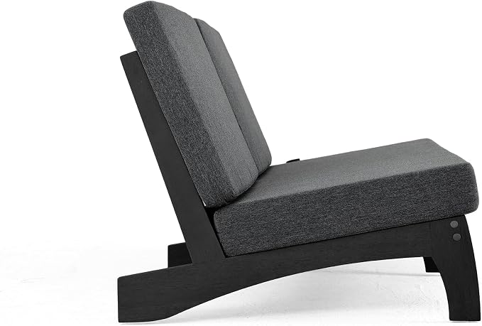 Outdoor Furniture Patio Couch, Weather Resistant 3-Seater Patio Sofa with Removable Cushion, Black Solid Wood Frame for Porch & Backyard Seating - Dark Gray