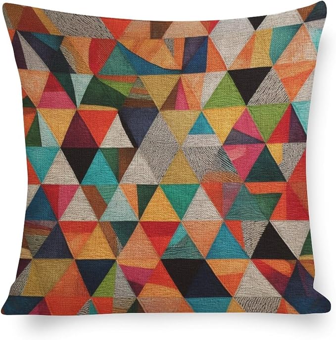 Sofa Pillows Colorful Fun Aesthetic Mid Century Modern Gomestry Pillowcases 18"x18" Vintage Geometric Square Pillow Cover Home Decoration for Sofa Couch Living Bed Room Gfit for Teacher