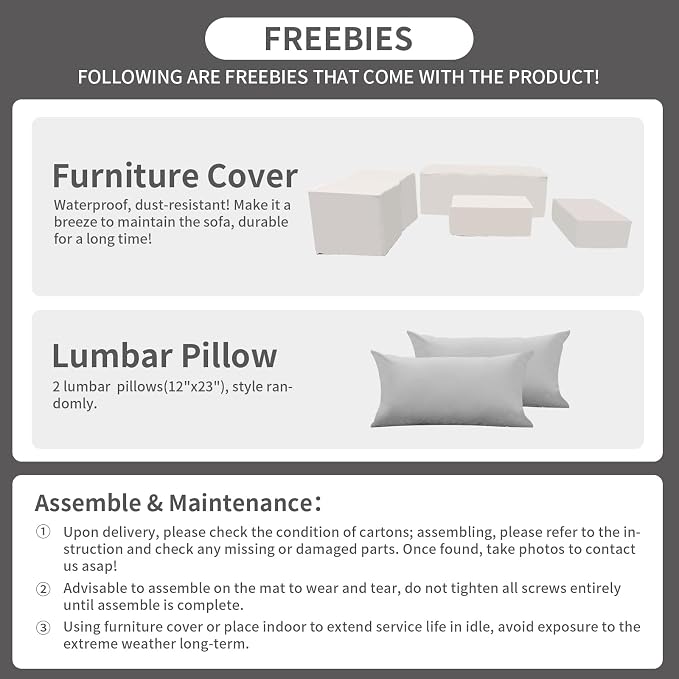 Rattaner Patio Wicker Furniture Set 6 Pieces Outdoor HDPE Wicker Conversation Couch Sectional Chair Sofa Set with Grey Cushions