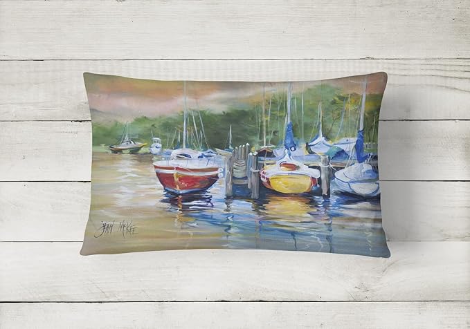 Caroline's Treasures JMK1086PW1216 Up The Creek Sailboat Canvas Fabric Decorative Pillow Machine Washable, Indoor Outdoor Decorative Pillow for Couch, Bed or Patio, 12HX16W