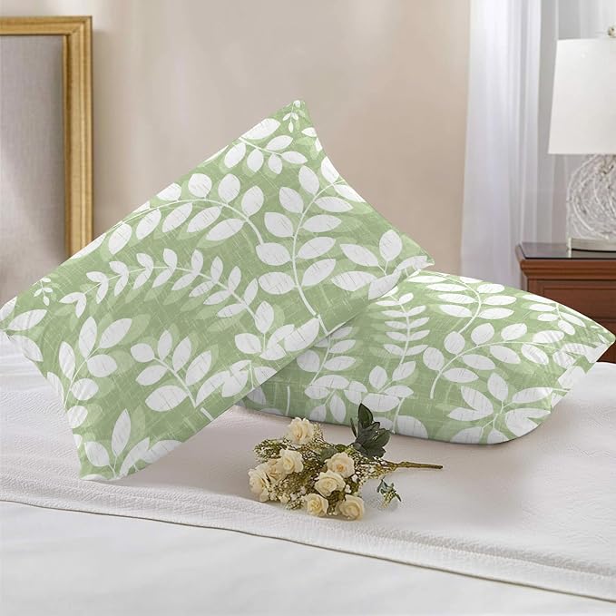 Olive Green Leaves Outdoor Waterproof Throw Pillow Covers 20x12 Set of 2, Farmhouse Botanical Branch Vintage Boho Decorative Pillowcases Cushion Pillowcase for Couch Sofa Patio Pillow Protector