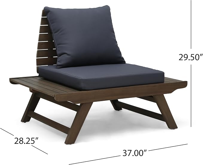 Christopher Knight Home Outdoor Acacia Wood 4 Seater Chat Set, Gray and Dark Gray