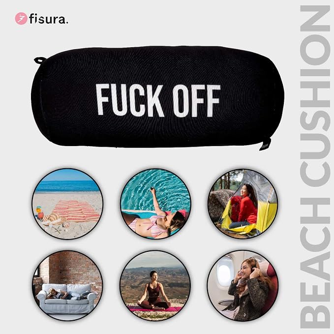 Fisura - Beach & Travel Pillow, Polyester Cushion, Off | 11.4 x 4.7 in cylindrical beach pillow, pool cushion, polyester travel & camping pillow.