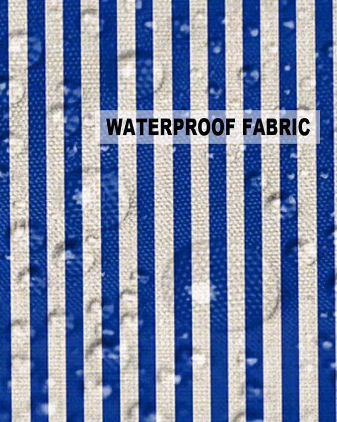 Outdoor Waterproof Throw Pillow Covers Set of 2 Navy Blue Stripes Pillowcases 16x16 Inches Linen Classic Vertical Striped Patio Decorative Pillows Cushion Case Patio Pillows for Couch Bed Chair Garden