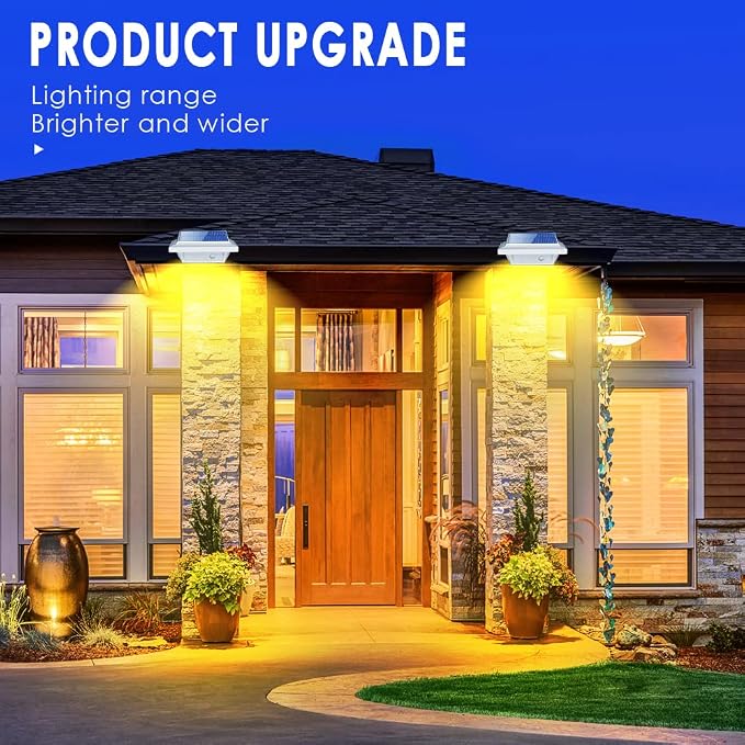 Gutter Lights,40 LED Solar Patio Decor Lights, Deck Lights Outdoor Waterproof Fence Lights for Wall Backyard Porch, Patio, Pool,Step Stairs, Yard, Garden, Pathway (6Pack_White,Warm White Light)