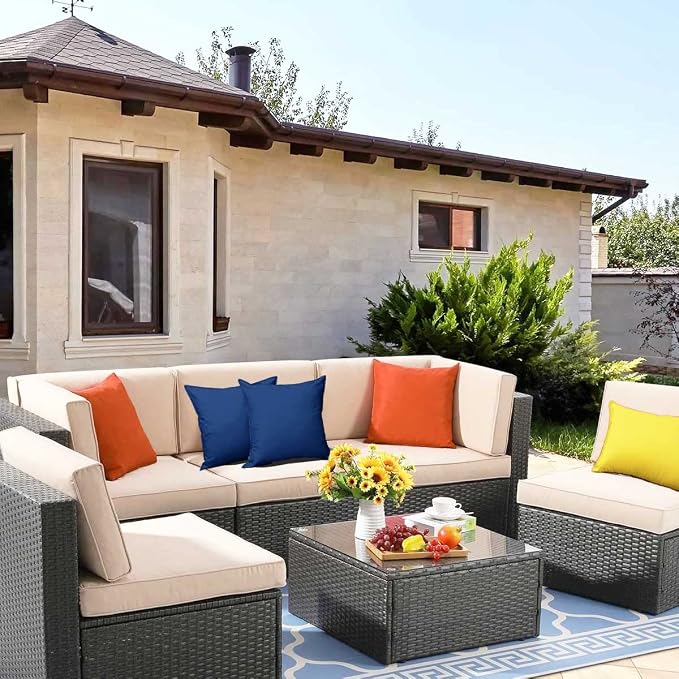 Navy Blue Outdoor Pillow Covers, Waterproof Durable Throw Pillow Covers for Patio, Porch, Decoration Pillow Covers (18x18 inches, 2PCs)