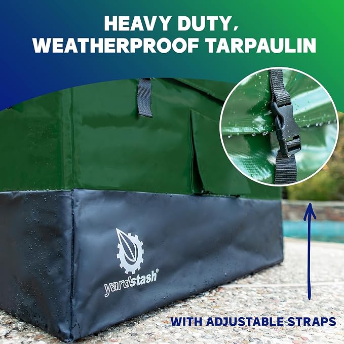 YardStash 143 Gallon Waterproof Deck Box, Portable Outdoor Storage Box for All Weather Tarpaulin Deck Box, Perfect for the Boat, Yard, Patio, or Camping – 143 Gallon, XL Green