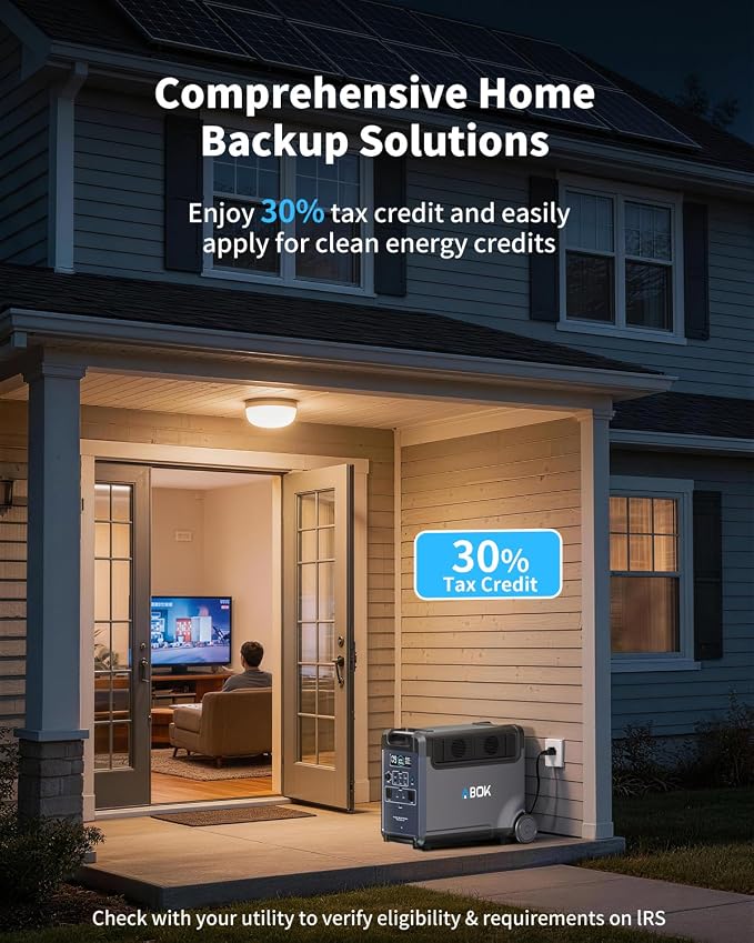 ABOK Ark3600 Portable Power Station with 400W Solar Panel, 3840Wh LiFePO4 Battery, Expandable to 11520Wh, 3H Fast Charge, 15 Outlets, UPS 10ms, 3600W Solar Generator for Home Backup