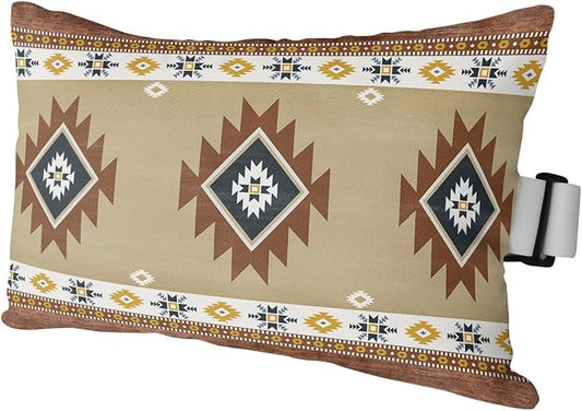 Chaise Lounge Head Resting Pillows Southwest Geometric Bohemian Tribal Style Khaki Outdoor Lumbar Pillows Waterproof Patio Furniture Pillow with Adjustable Elastic Stripe for Recliner Beach Chairs