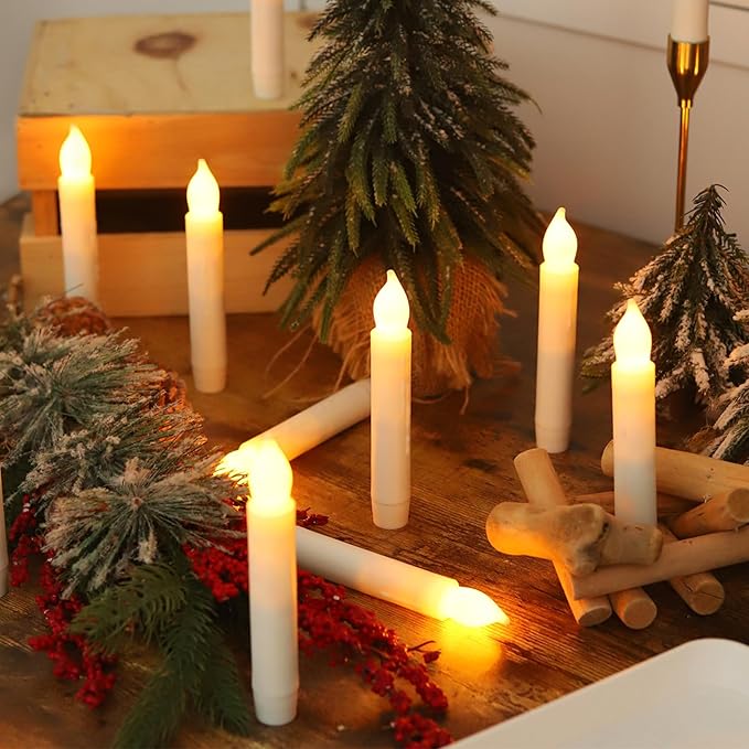 MUMCHASI Flameless Candles Battery Operated Candlesticks Flickering Led Candles Electric Flameless Taper Candlesticks Church Wedding Halloween Party Kids Fall Decor H: 6 inches 12 Packs No Remote