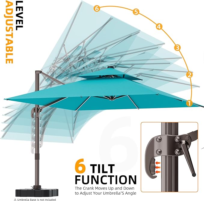 9' X 12' Outdoor Cantilever Patio Umbrella - Heavy Duty Offset Umbrella with 360° Rotation for Garden Deck Pool Patio, Turquoise
