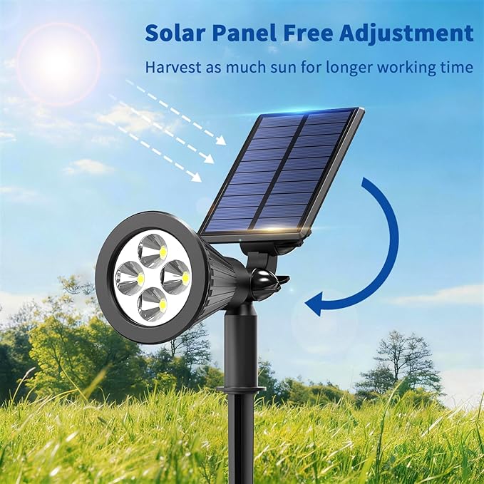 Solar Lights Outdoor Waterproof IP65, Cool White Light, 2 Lighting Modes, Solar Spotlights for Yard Garden Solar Spot Lights for Flag Landscape Auto On/Off-6 Pack