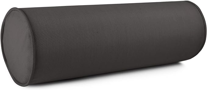 Austin Horn Classics Sunbrella Set of 2 Zippered Neck Bolster Pillow, Made with Sunbrella Fabric, Cylinder Pillows, for Couch & Bed, Decorative Round Throw Pillow, Back & Neck Support (Black)