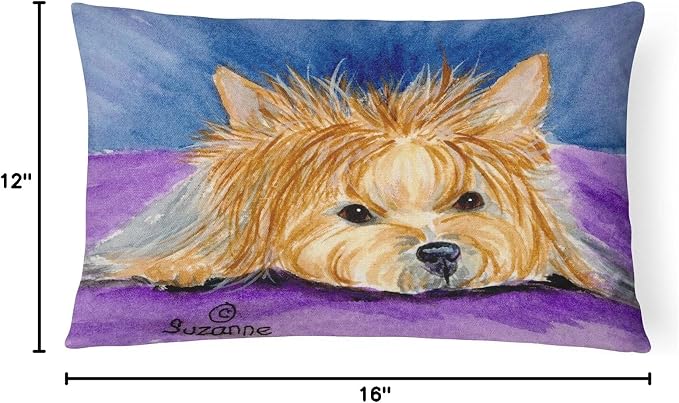Caroline's Treasures SS8749PW1216 Yorkie Canvas Fabric Decorative Pillow Machine Washable, Indoor Outdoor Decorative Pillow for Couch, Bed or Patio, 12HX16W