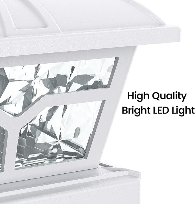 SIEDiNLAR Solar Post Cap Lights Outdoor 2 Color Modes 8 LEDs for 4x4 5x5 6x6 Posts Fence Deck Patio Decoration Warm & Cool White Lighting (4 Pack)