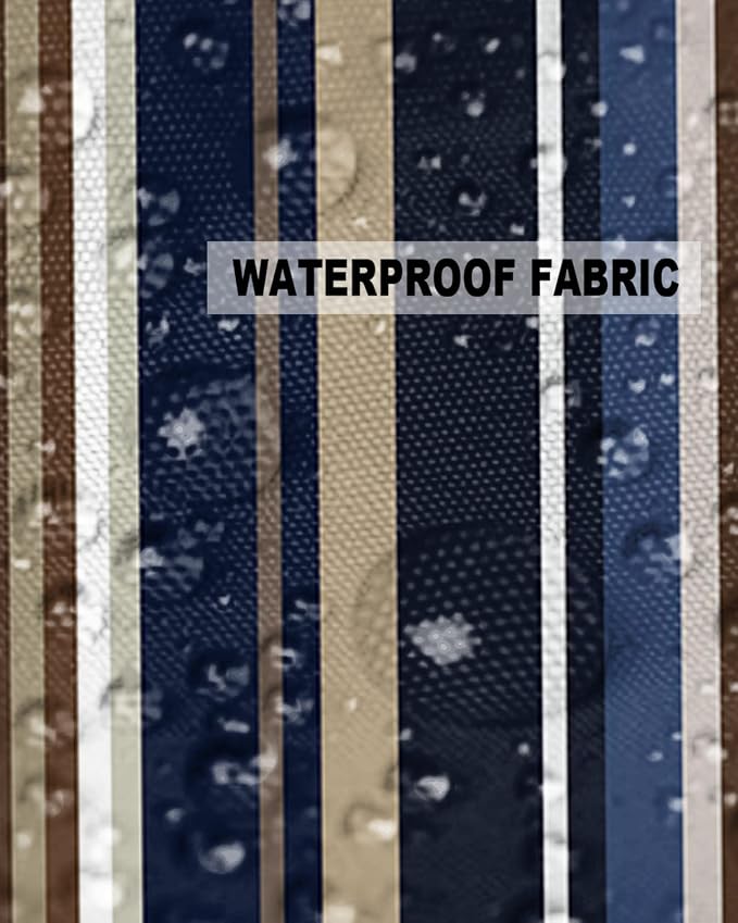 Outdoor Waterproof Pillow Covers for Patio Simple Stripe Decorative Throw Pillow Cover Blue And Brown Geometric Pattern Pillowcases Set of 2 Cushion Case for Sofa Couch Chair Home Decor 16x16 inch
