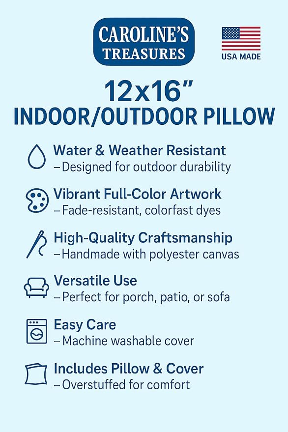 Caroline's Treasures BB2555PW1216 Between Friends Great Pyrenees Canvas Fabric Decorative Pillow 100% Machine Washable Pillow, Indoor or Outdoor Decorative Throw Pillow for Couch, B