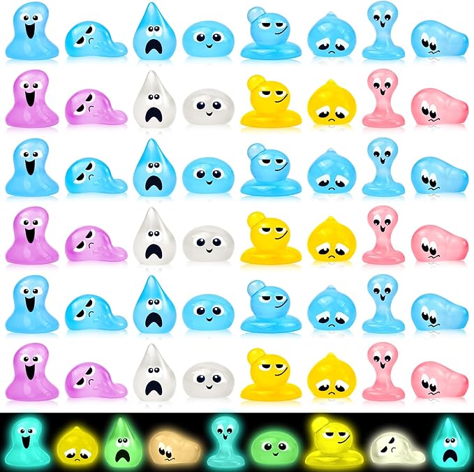 64 Pcs Luminous Mini Resin Water Elves Figurines Glow in the Dark Tiny Little Resin Figures for Halloween Micro Landscape Fairy Garden Decor
