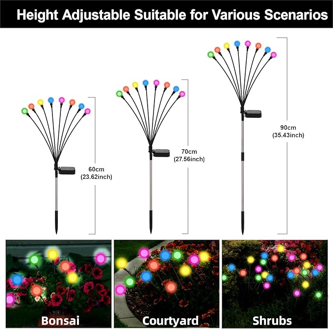 Swaying Solar Lights for Outside, 8 Mode RGB Color Changing Firefly Outdoor Waterproof, Swaying Solar Garden Lights Stakes for Christmas Holiday Yard Patio Garden Decor 8 Pack(Multicolor)